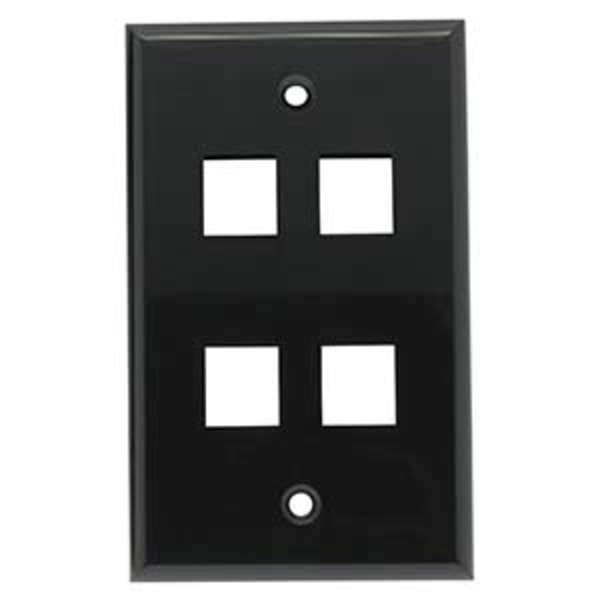 Bestlink Netware Smooth Face Keystone Wallplate- 4Port- Black 101834BK